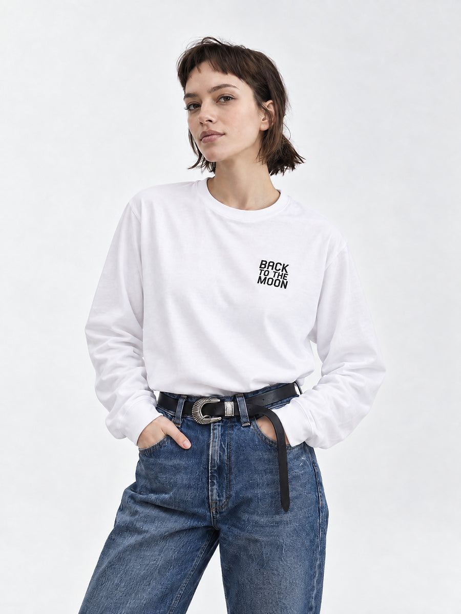 BACK TO THE MOON Long Tee - ホワイト - SPACE SOUVENIR