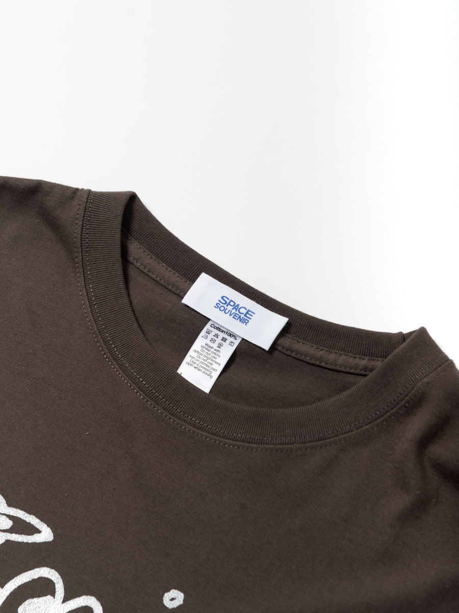 地球くん「友達は月」Long Tee - チャコール - SPACE SOUVENIR