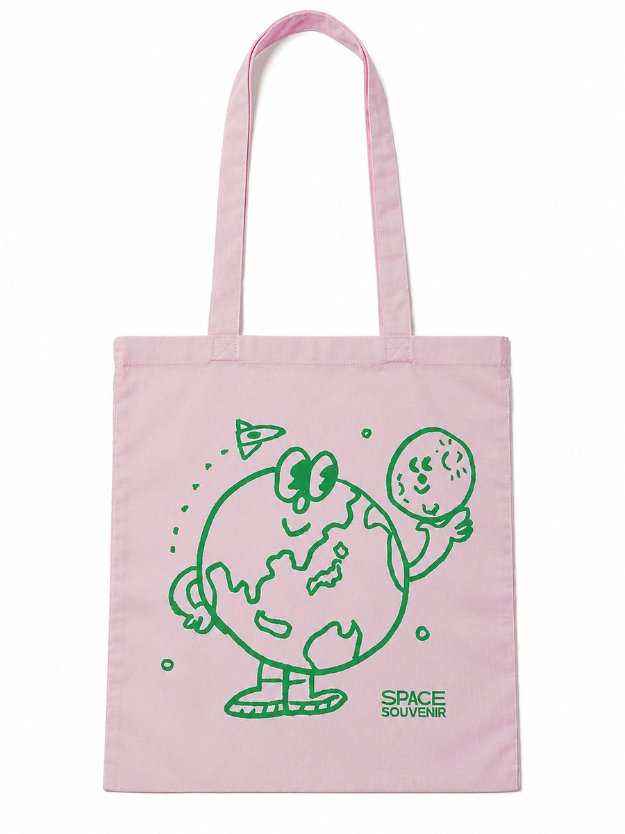地球くん「友達は月」Tote - ライトピンク - SPACE SOUVENIR