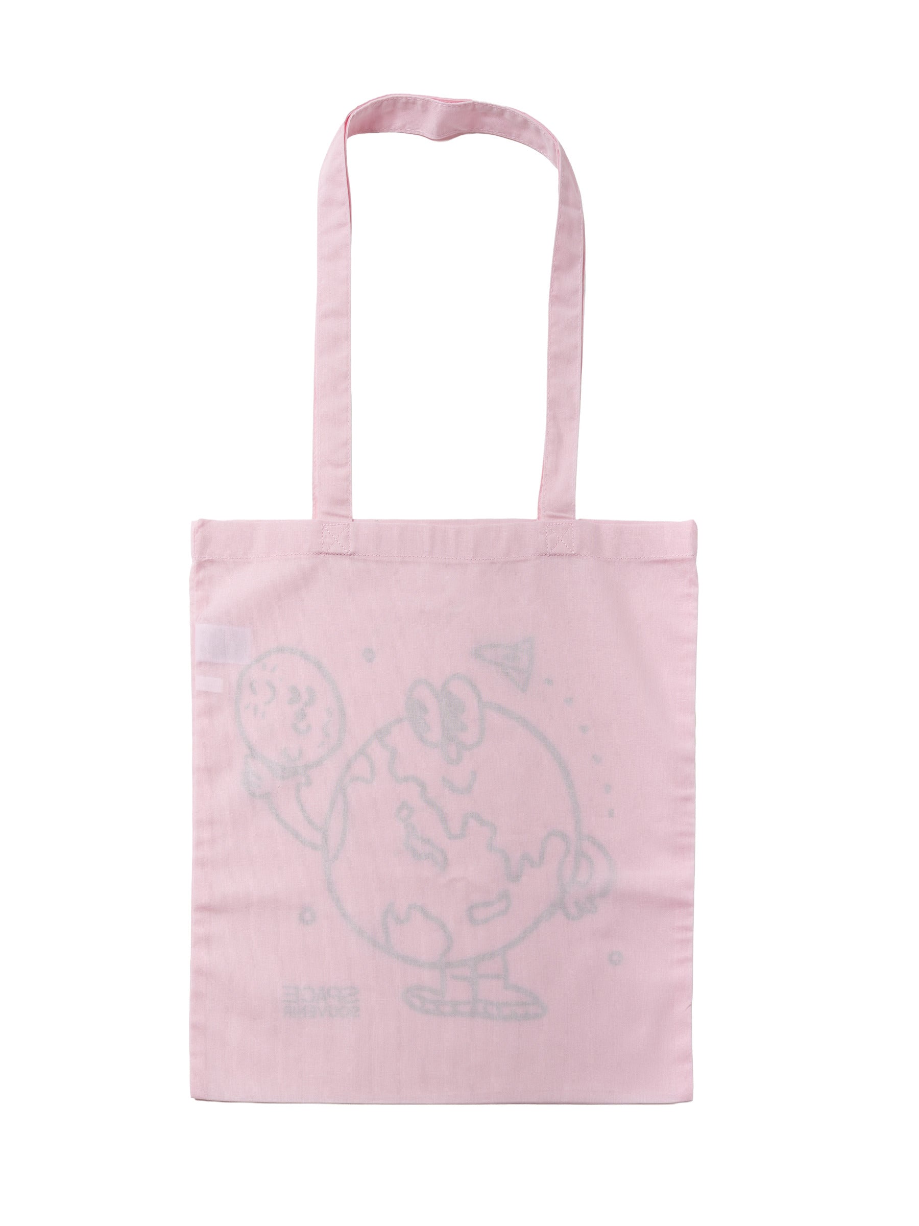 地球くん「友達は月」Tote / LIGHT PINK｜宇宙デザイン トートバッグ