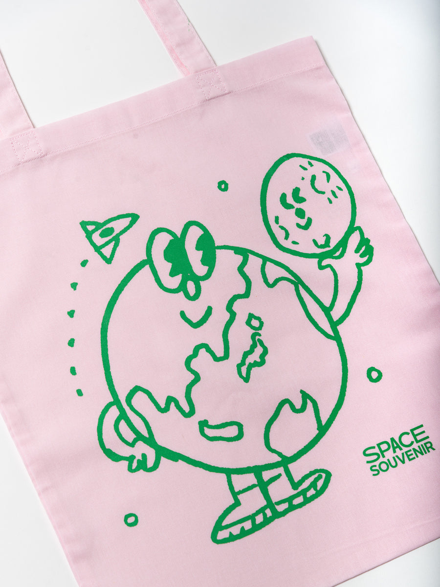 地球くん「友達は月」Tote - ライトピンク - SPACE SOUVENIR