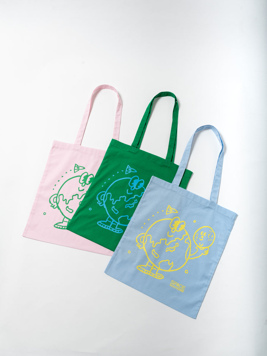 地球くん「友達は月」Tote - スカイブルー - SPACE SOUVENIR