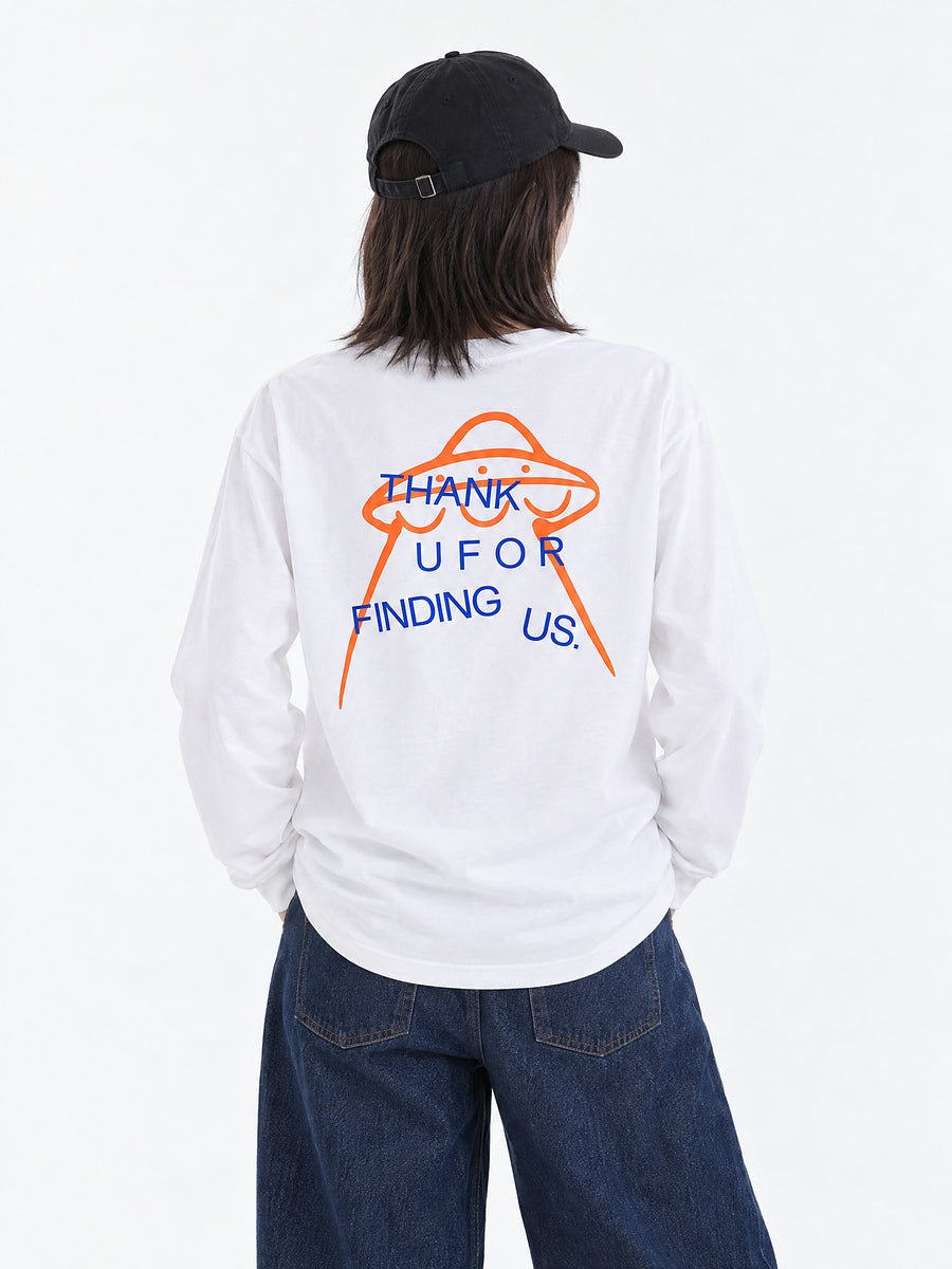 THANK U FOR Long Tee - ホワイト - SPACE SOUVENIR